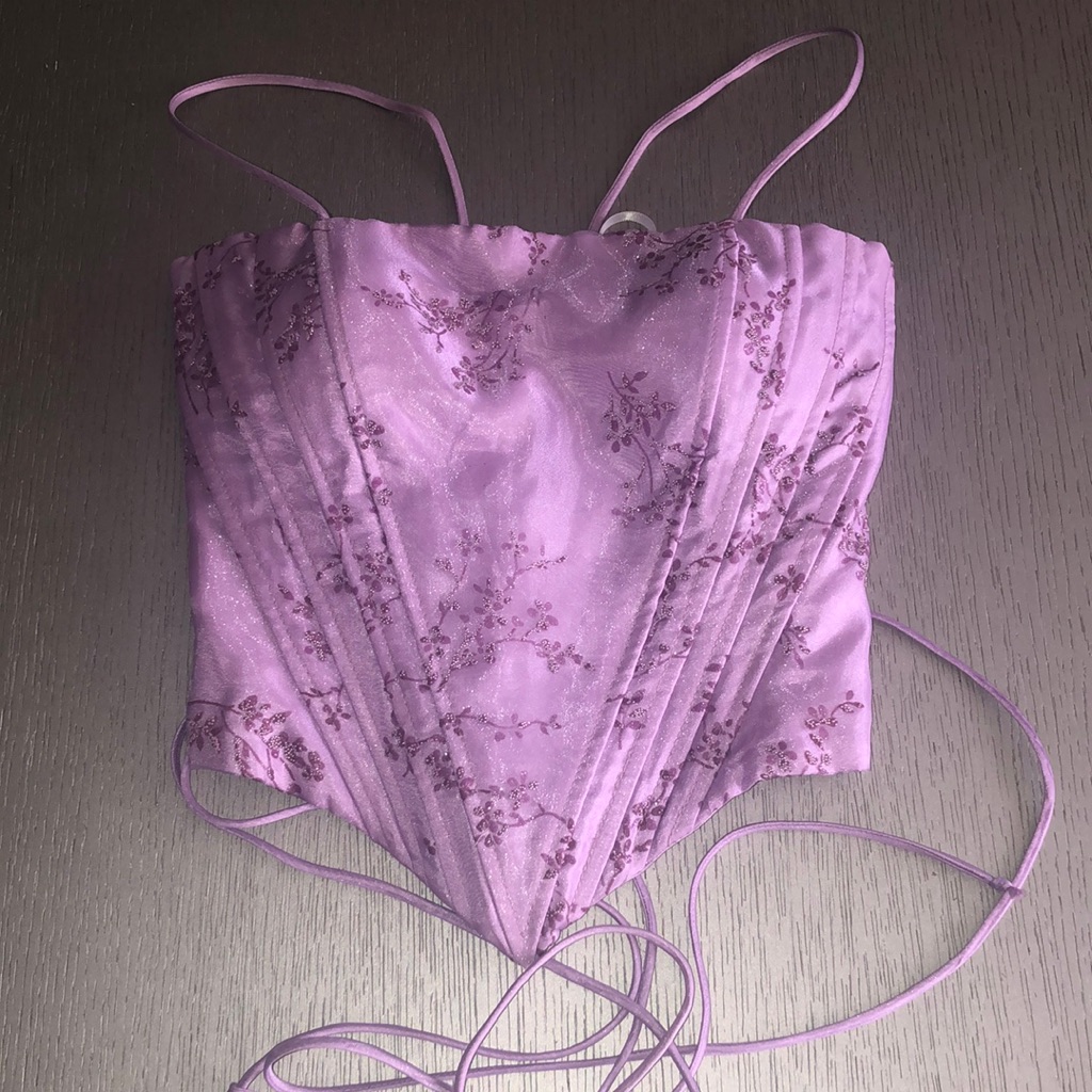 Faviana Top Corset Lavander Floral Corset Top Size Xs-S